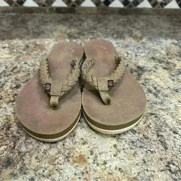 Cobain Tan Braided Ladies Flips Flops size 6 Slip on Sandals Summer Beach - Picture 4 of 7